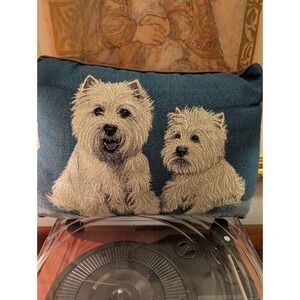 Linda Picken Westie Dog Woven Tapestry Decorative Throw Pillow‎ Blue 10x15
